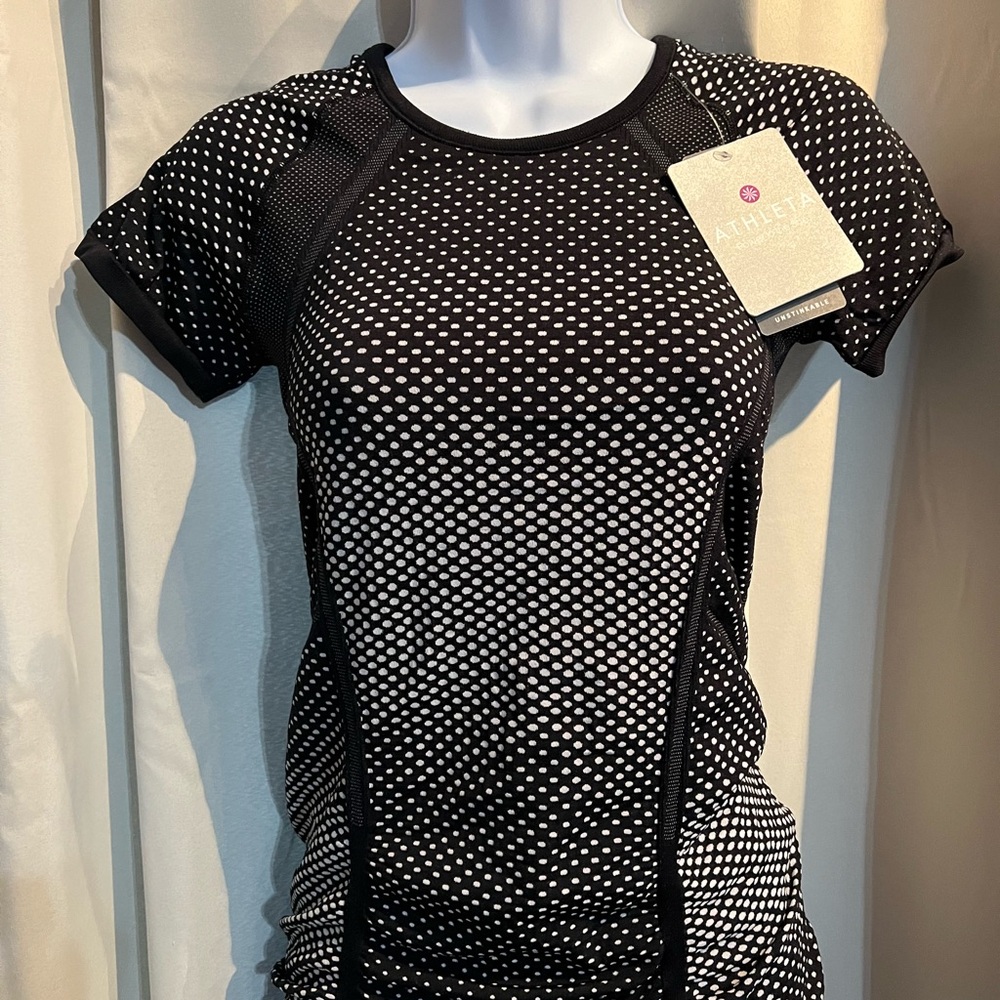 Athleta Black and White Polka Dot Top